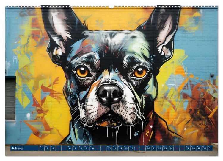 Produktbild: Graffiti Hunde (Wandkalender 2026 DIN A2 quer), CALVENDO Monatskalender