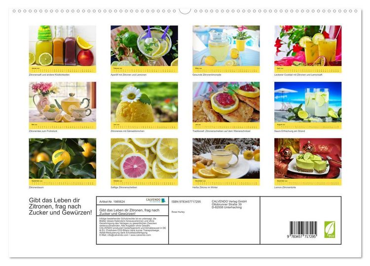 Produktbild: Gibt das Leben dir Zitronen, frag nach Zucker und Gew&uuml;rzen! (hochwertiger Premium Wandkalender 2026 DIN A2 quer), Kunstdruck in Hochglanz