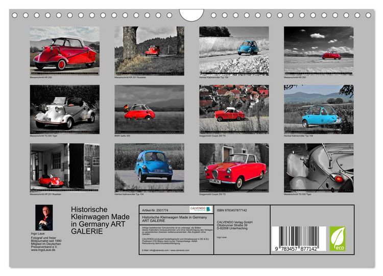 Produktbild: Historische Kleinwagen Made in Germany ART GALERIE (Wandkalender 2026 DIN A4 quer), CALVENDO Monatskalender