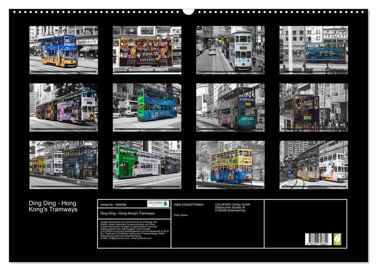 Produktbild: Ding Ding - Hong Kong's Tramways (Wandkalender 2026 DIN A2 quer), CALVENDO Monatskalender