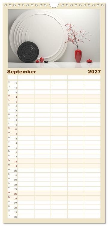 Produktbild: Familienplaner 2027 - Zen mit 5 Spalten (Wandkalender, 21 x 45 cm) CALVENDO