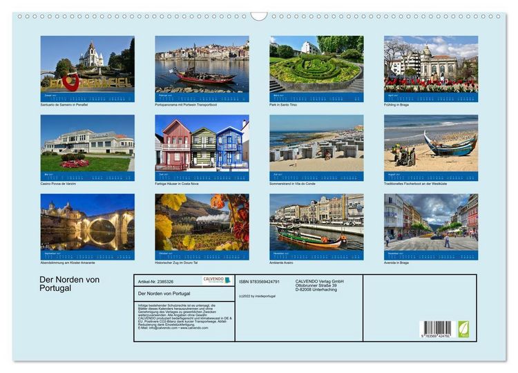 Produktbild: Der Norden von Portugal (Wandkalender 2027 DIN A2 quer), CALVENDO Monatskalender