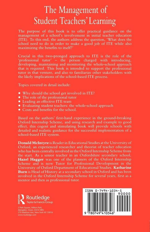 Produktbild: The Management of Student Teachers' Learning