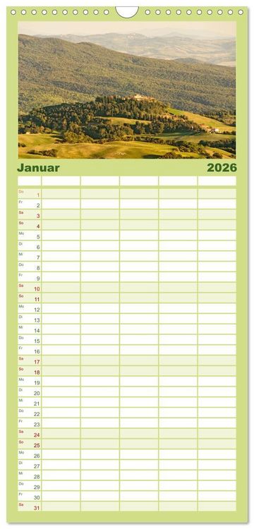 Produktbild: Familienplaner 2026 - Toskana. Livorno - Volterra - Piombino mit 5 Spalten (Wandkalender, 21 x 45 cm) CALVENDO