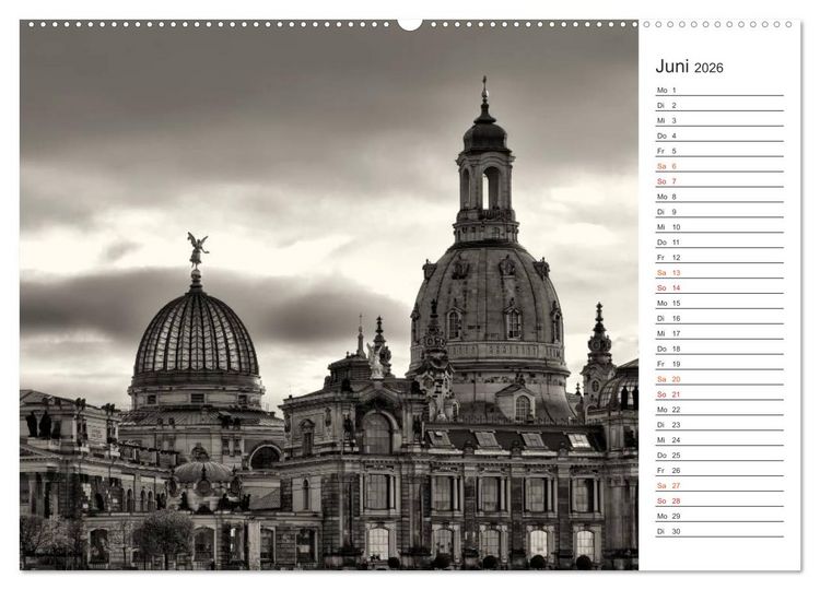 Produktbild: Dresden Schwarz-Wei&szlig; (Wandkalender 2026 DIN A2 quer), CALVENDO Monatskalender