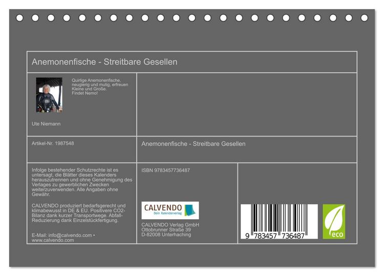 Produktbild: Anemonenfische - Streitbare Gesellen (Tischkalender 2026 DIN A5 quer), CALVENDO Monatskalender