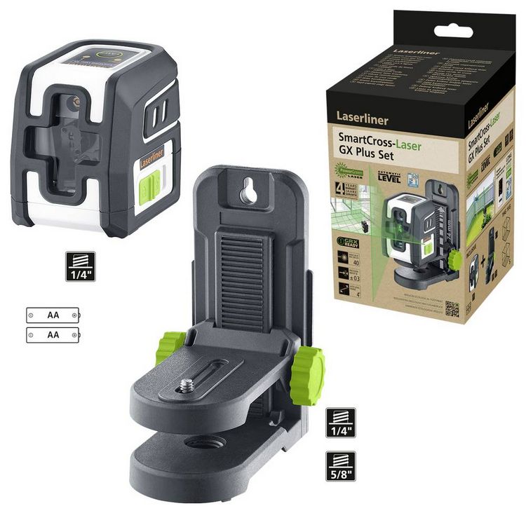 Produktbild: Laserliner SmartCross-Laser GX Plus Set Kreuzlinienlaser Reichweite (max.): 40m