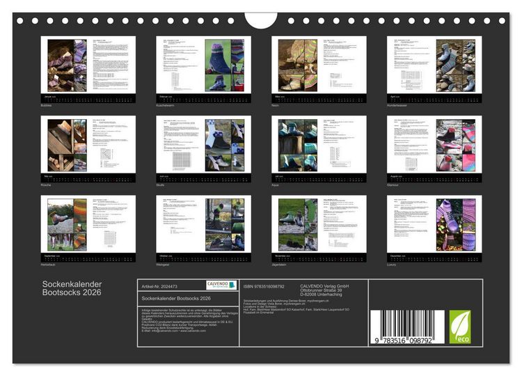 Produktbild: Sockenkalender Bootsocks 2026 (Wandkalender 2026 DIN A4 quer), CALVENDO Monatskalender