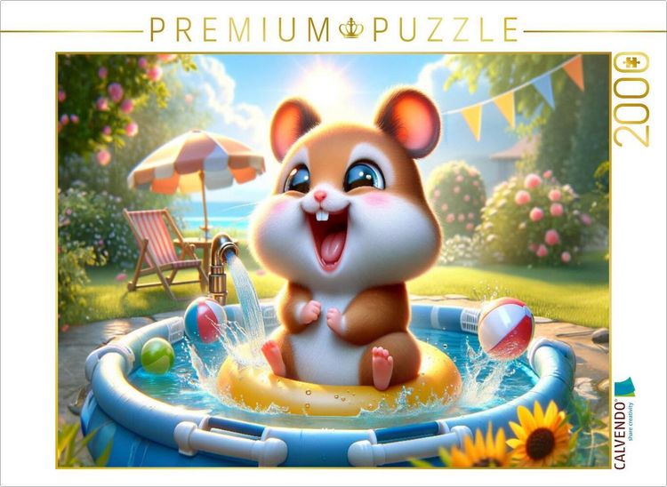 Produktbild: CALVENDO Puzzle Sommertage und Planschvergn&uuml;gen: Ein Hamster entdeckt das Wasser | 2000 Teile Lege-Gr&ouml;&szlig;e 90x67cm Foto-Puzzle f&uuml;r gl&uuml;ckliche Stunden
