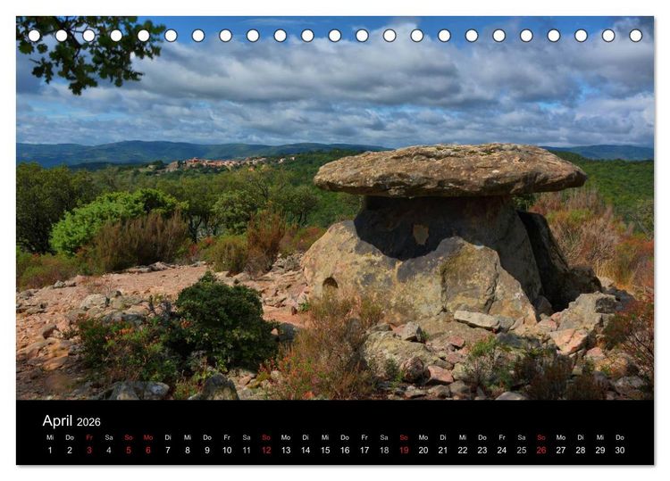 Produktbild: Frankreichs geheimnisvoller S&uuml;den - Dolmen und Menhire im Languedoc-Roussillon (Tischkalender 2026 DIN A5 quer), CALVENDO Monatskalender