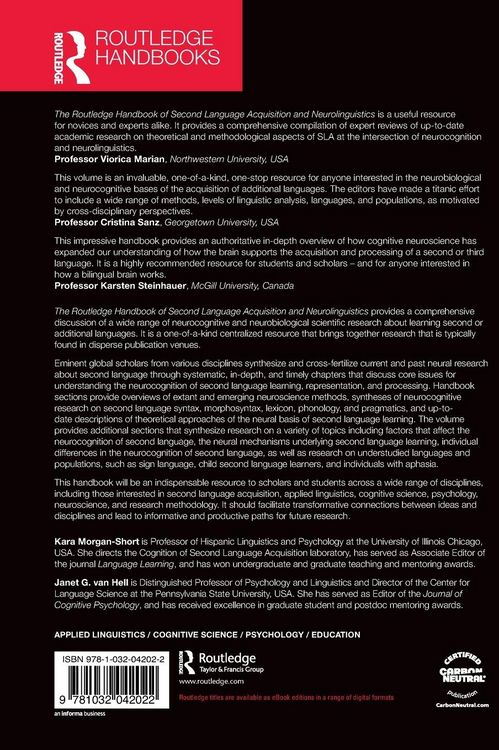 Produktbild: The Routledge Handbook of Second Language Acquisition and Neurolinguistics