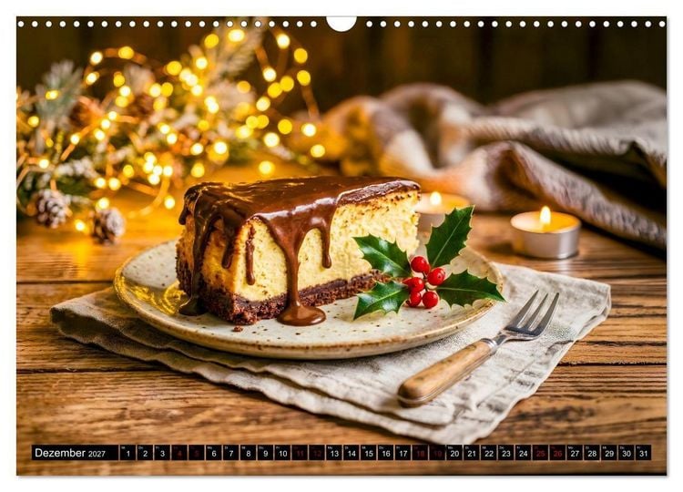 Produktbild: K&auml;sekuchen Kalender - K&ouml;stliche Dessertmomente (Wandkalender 2027 DIN A3 quer), CALVENDO Monatskalender
