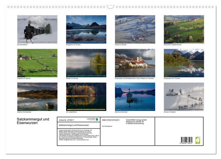 Produktbild: Salzkammergut und Eisenwurzen (Wandkalender 2026 DIN A2 quer), CALVENDO Monatskalender