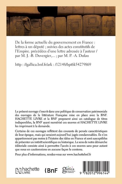 Produktbild: De la forme actuelle du gouvernement en France