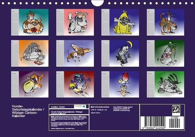 Produktbild: Hunde-Geburtstagskalender / Witziger Cartoon-Kalender (Wandkalender immerw&auml;hrend DIN A4 quer)
