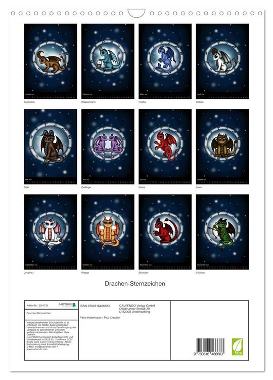 Produktbild: Drachen-Sternzeichen (Wandkalender 2026 DIN A3 hoch), CALVENDO Monatskalender