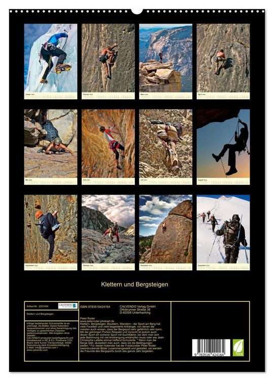 Produktbild: Klettern und Bergsteigen (hochwertiger Premium Wandkalender 2026 DIN A2 hoch), Kunstdruck in Hochglanz