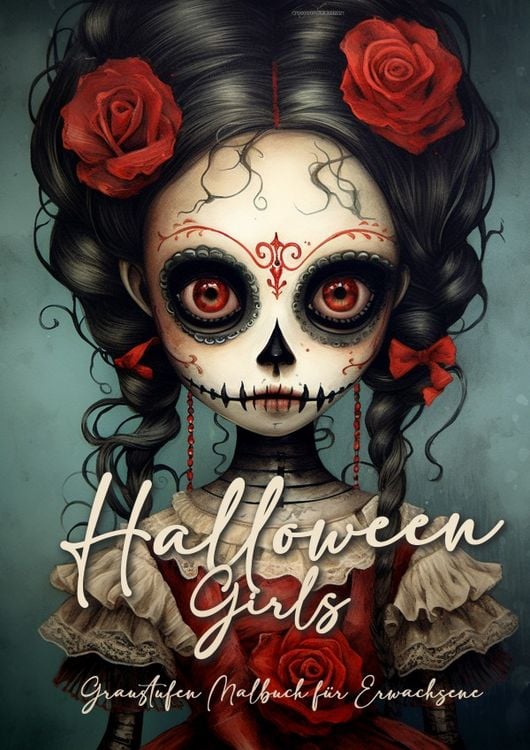Produktbild: Halloween Girls Graustufen Malbuch f&uuml;r Ewachsene