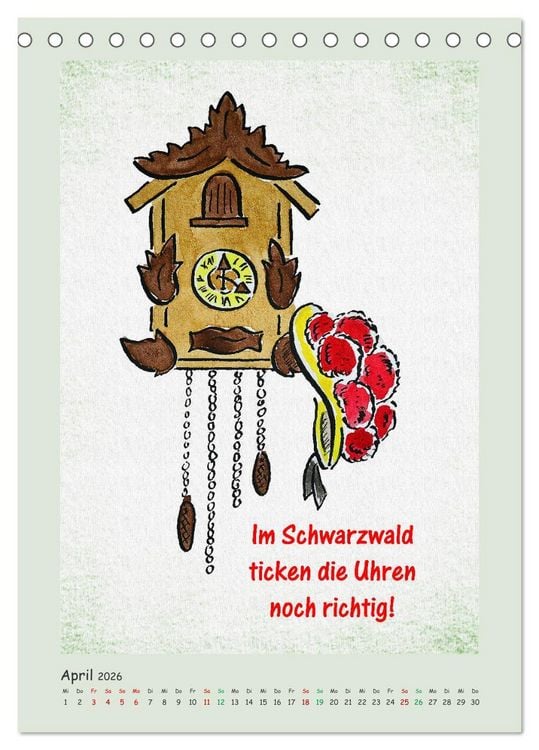 Produktbild: Bollenhut Cartoons (Tischkalender 2026 DIN A5 hoch), CALVENDO Monatskalender