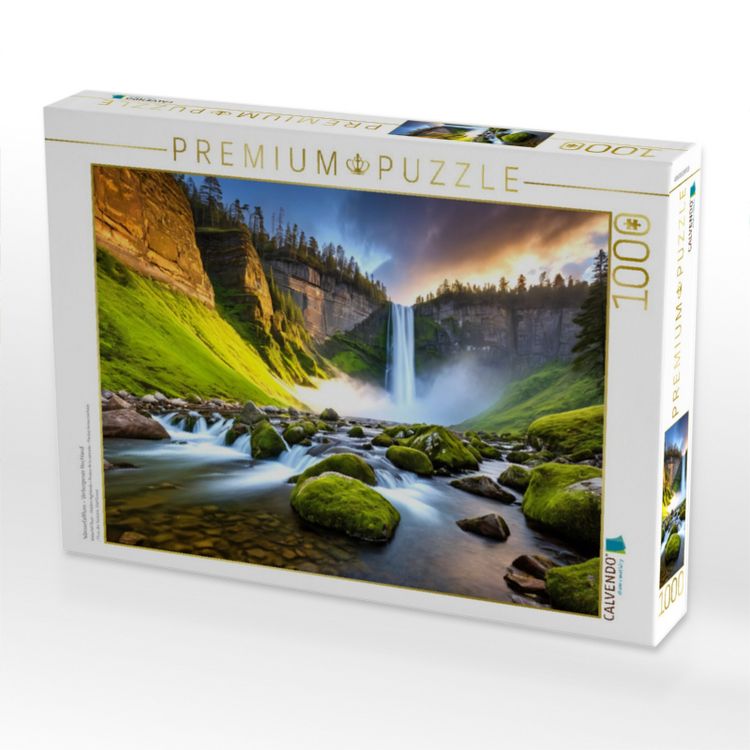 Produktbild: CALVENDO Puzzle Wasserfallfluss - Verborgenes Hochland | 1000 Teile Lege-Gr&ouml;&szlig;e 64x48cm Foto-Puzzle f&uuml;r gl&uuml;ckliche Stunden