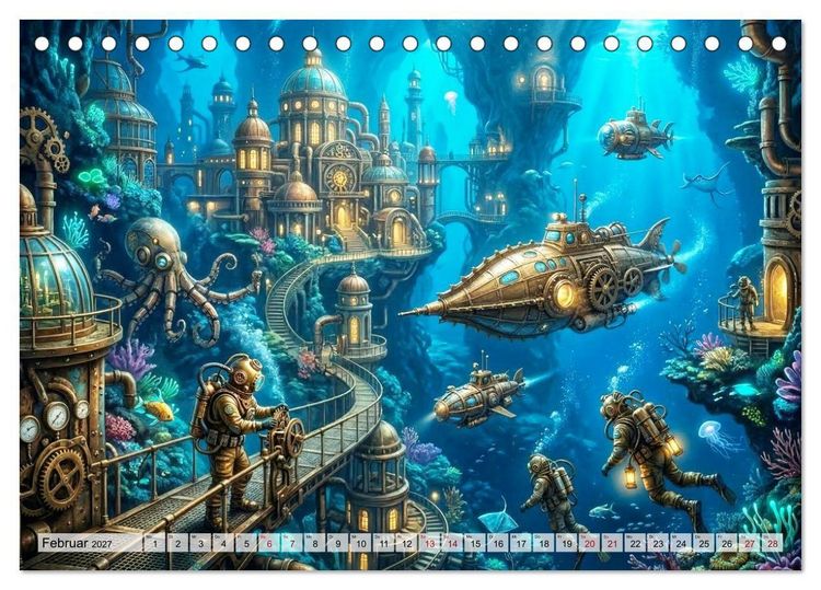 Produktbild: Steampunkwelten - Das Herz der Zeit (Tischkalender 2027 DIN A5 quer), CALVENDO Monatskalender