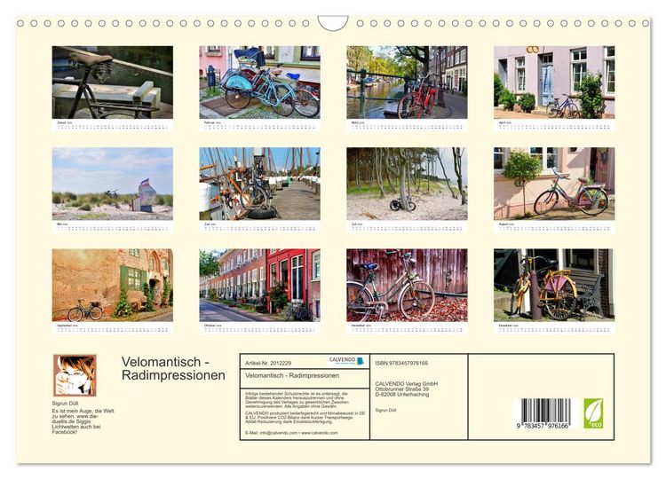 Produktbild: Velomantisch - Radimpressionen (Wandkalender 2026 DIN A3 quer), CALVENDO Monatskalender