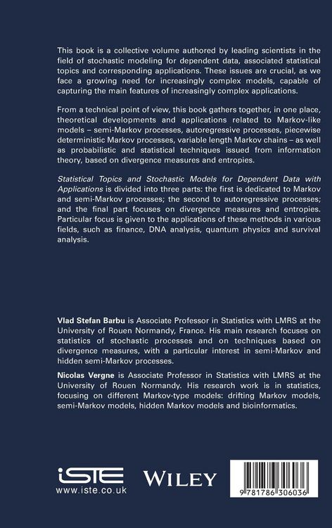 Produktbild: Statistical Topics and Stochastic Models for Dependent Data with Applications