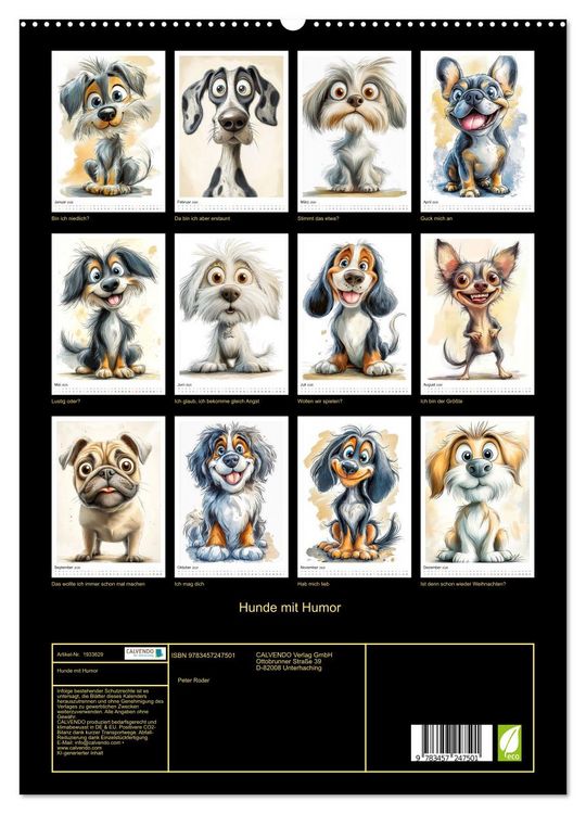 Produktbild: Hunde mit Humor (hochwertiger Premium Wandkalender 2026 DIN A2 hoch), Kunstdruck in Hochglanz