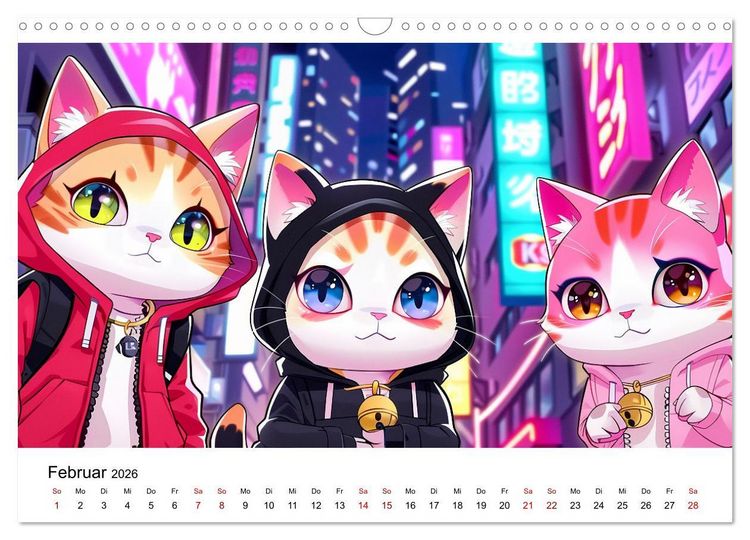 Produktbild: Anime Cats (Wandkalender 2026 DIN A3 quer), CALVENDO Monatskalender