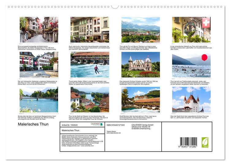 Produktbild: Malerisches Thun (hochwertiger Premium Wandkalender 2026 DIN A2 quer), Kunstdruck in Hochglanz