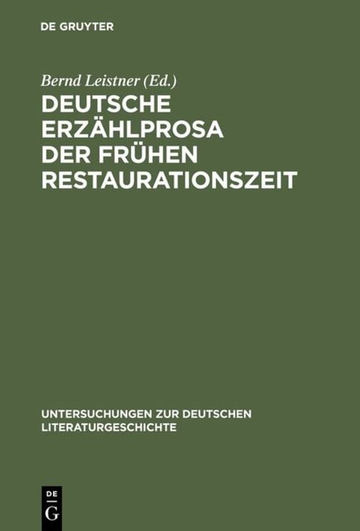 Produktbild: Deutsche Erz&auml;hlprosa der fr&uuml;hen Restaurationszeit