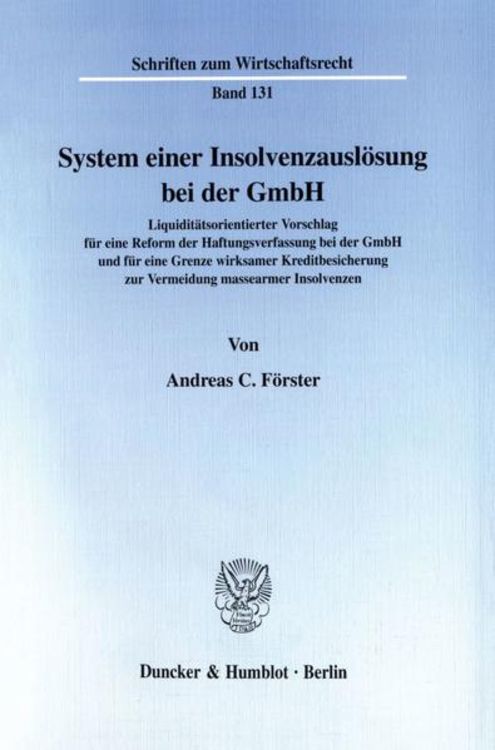Produktbild: System einer Insolvenzauslösung bei der GmbH.