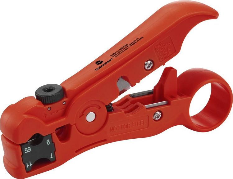 Produktbild: TOOLCRAFT TO-6609318 HSK-4132 Abisolierzange Geeignet f&uuml;r Koaxialkabel, Rundkabel