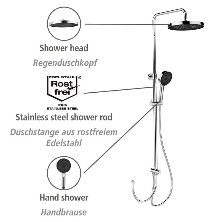 Produktbild: Duschsystem Mod. Softwater Chrom, einfacher Anschluss an bestehende Armatur oder Wandanschlussbogen