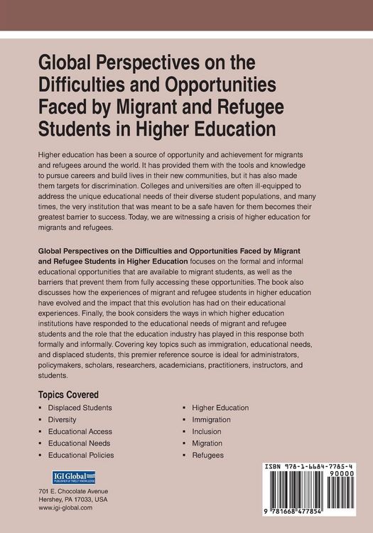 Produktbild: Global Perspectives on the Difficulties and Opportunities Faced by Migrant and Refugee Students in Higher Education