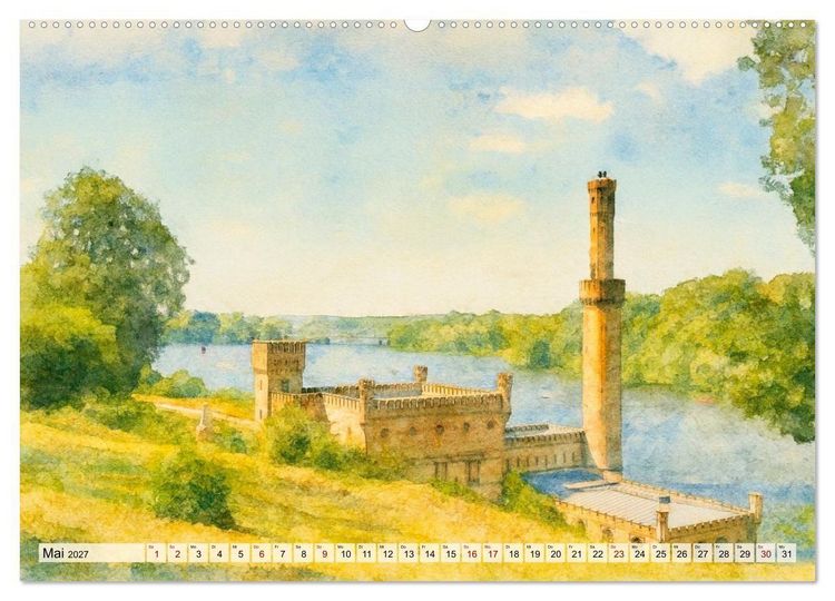 Produktbild: Potsdam &ndash; Historische Ansichten im Aquarellstil (hochwertiger Premium Wandkalender 2027 DIN A2 quer), Kunstdruck in Hochglanz