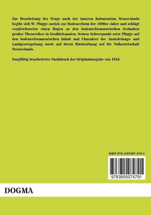 Produktbild: Probleme der Weltwirtschaft: Innere Kolonisation in Neuseeland