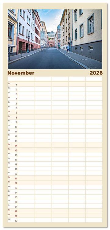 Produktbild: Familienplaner 2026 - Mainz - Gutenbergstadt am Rhein mit 5 Spalten (Wandkalender, 21 x 45 cm) CALVENDO