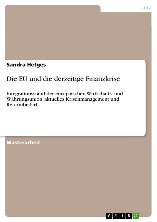 Produktbild: Die EU und die derzeitige Finanzkrise
