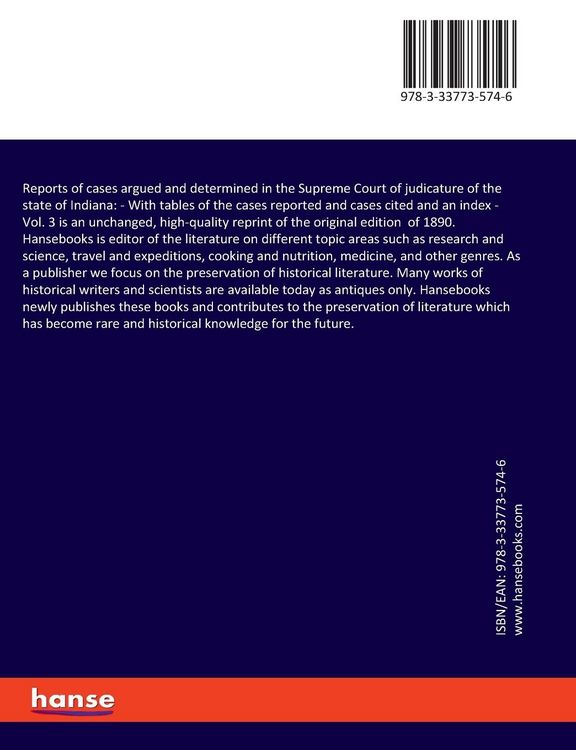 Produktbild: Reports of cases argued and determined in the Supreme Court of judicature of the state of Indiana: