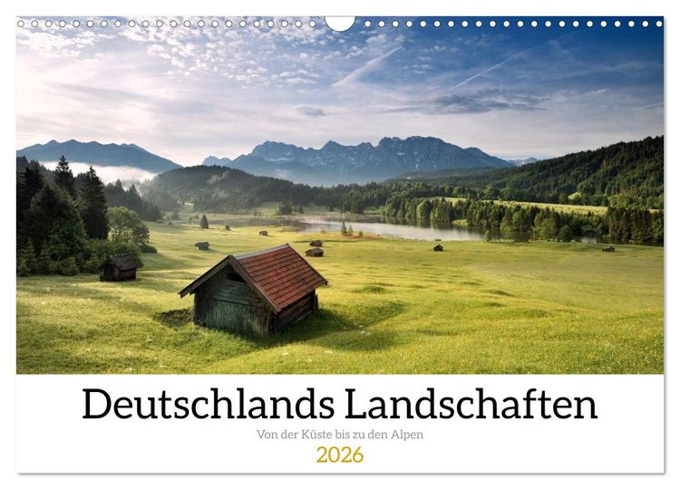 Produktbild: Deutschlands Landschaften 2026 &ndash; Von der K&uuml;ste bis zu den Alpen (Wandkalender 2026 DIN A3 quer), CALVENDO Monatskalender