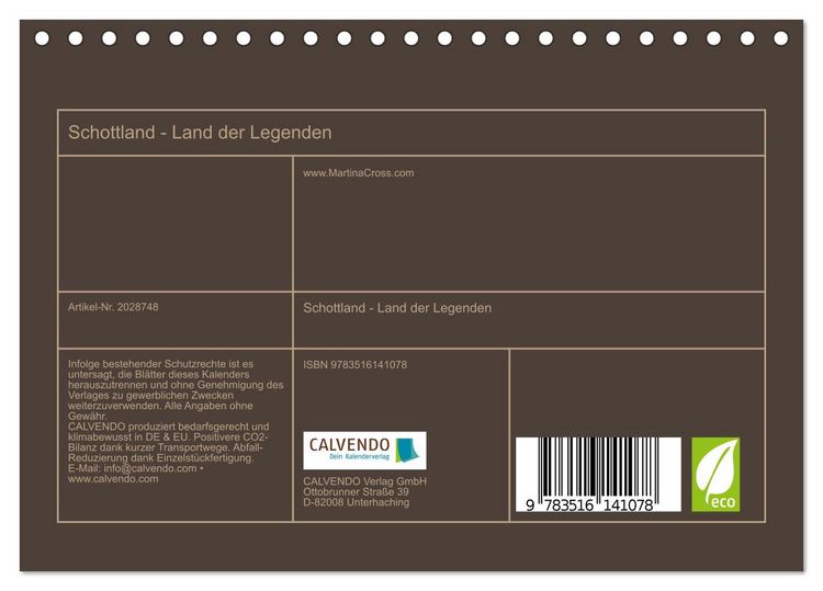 Produktbild: Schottland - Land der Legenden (Tischkalender 2026 DIN A5 quer), CALVENDO Monatskalender