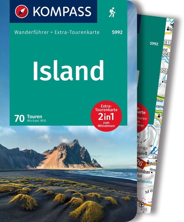 Produktbild: KOMPASS Wanderführer Island, 70 Touren mit Extra-Tourenkarte