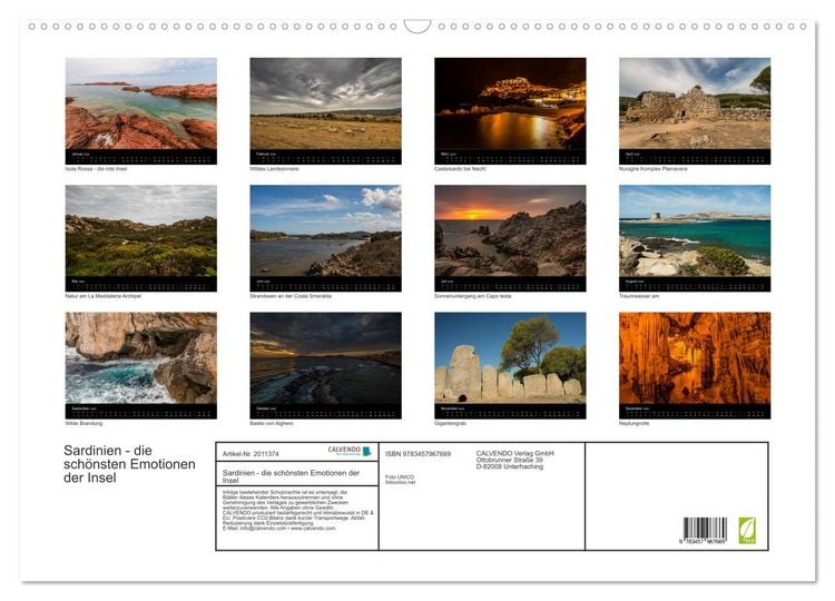 Produktbild: Sardinien - die sch&ouml;nsten Emotionen der Insel (Wandkalender 2026 DIN A2 quer), CALVENDO Monatskalender
