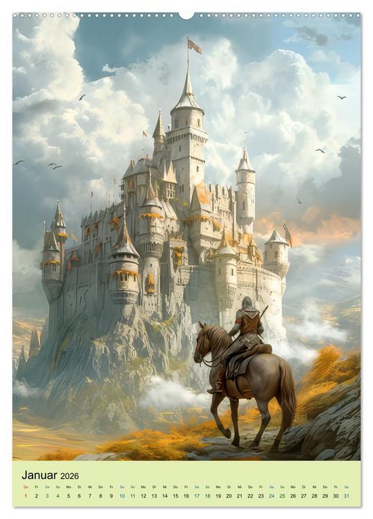 Produktbild: Drachen und stolze Ritter (Wandkalender 2026 DIN A2 hoch), CALVENDO Monatskalender