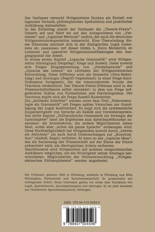 Produktbild: Wittgensteins Philosophische Grammatik