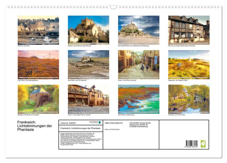Produktbild: Frankreich: Lichtstimmungen der Phantasie (Wandkalender 2026 DIN A2 quer), CALVENDO Monatskalender