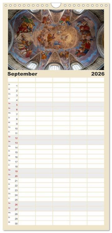Produktbild: Familienplaner 2026 - Gew&ouml;lbe des Glaubens &ndash; Kirchendecken Europas mit 5 Spalten (Wandkalender, 21 x 45 cm) CALVENDO