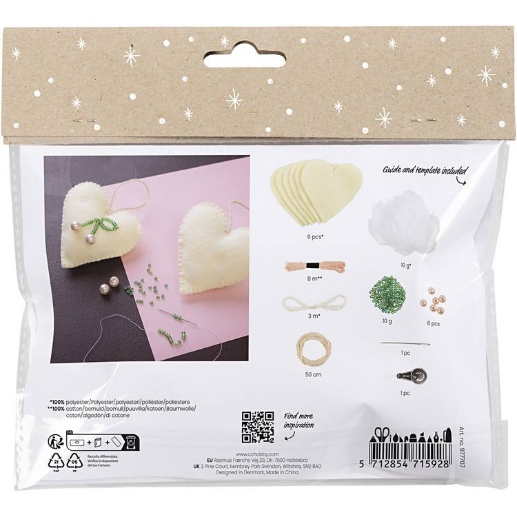 Produktbild: Creativ Company Mini Kreativ Set N&auml;hen, Herzen, Creme