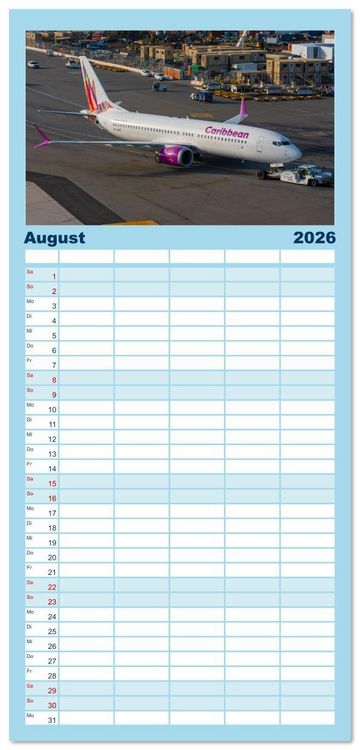 Produktbild: Familienplaner 2026 - Flieger von Boeing mit 5 Spalten (Wandkalender, 21 x 45 cm) CALVENDO